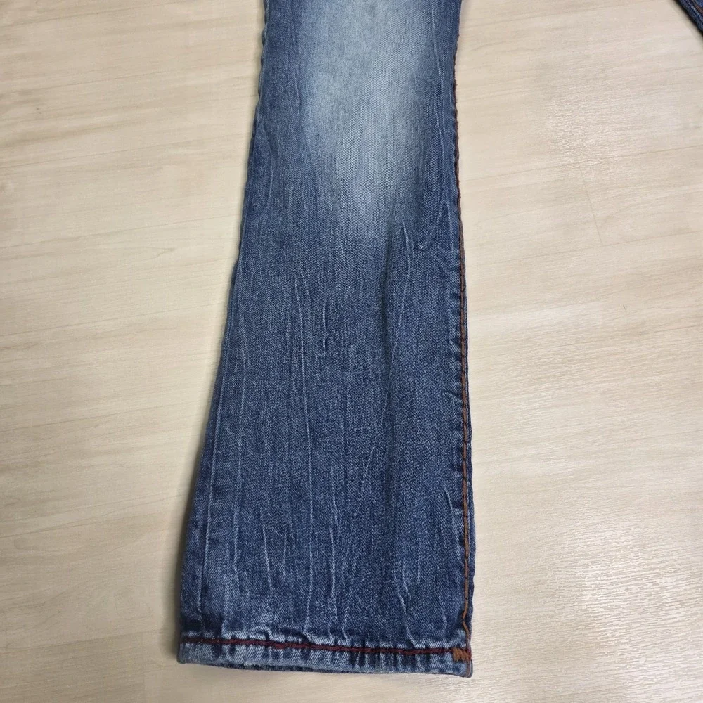 True Religion Ricky Super T Flap Jeans Size 31 Thick Red Contrast‎ Stitch USA